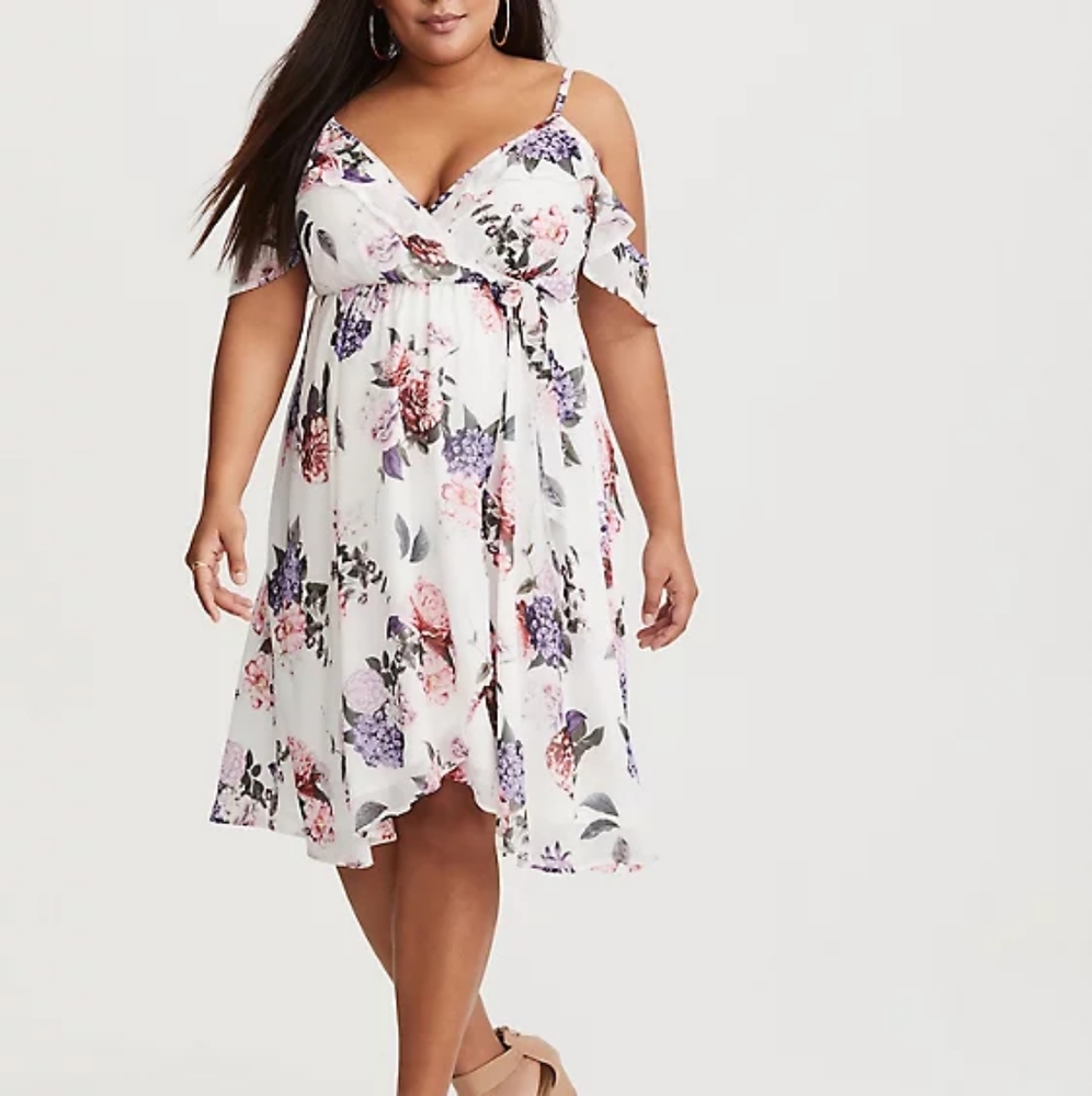 Torrid Ivory Floral Chiffon Dress
